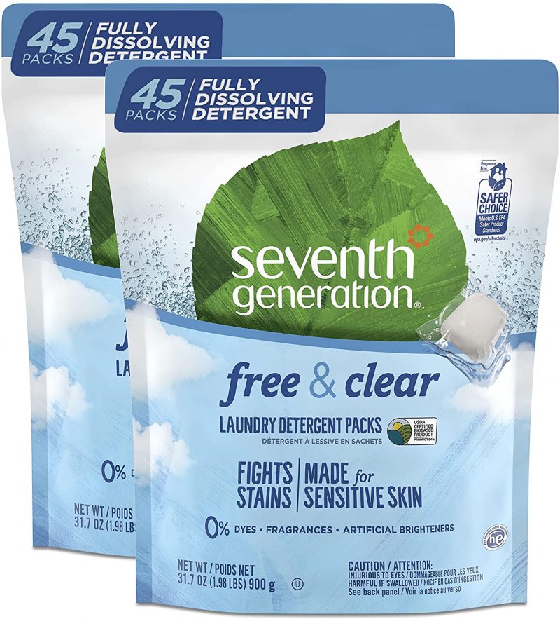 Seventh Generation Laundry Detergent Packs. 90 Loads (2 pouches. 45 Ct EA)