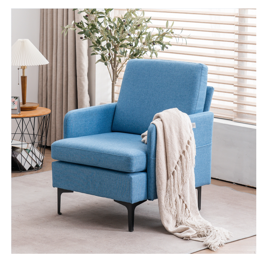 DISCOUNTTODAY FCH Lounge Chair. Comfy Single Sofa Accent Chair for Bedroom Living Room Guestroom. Blue