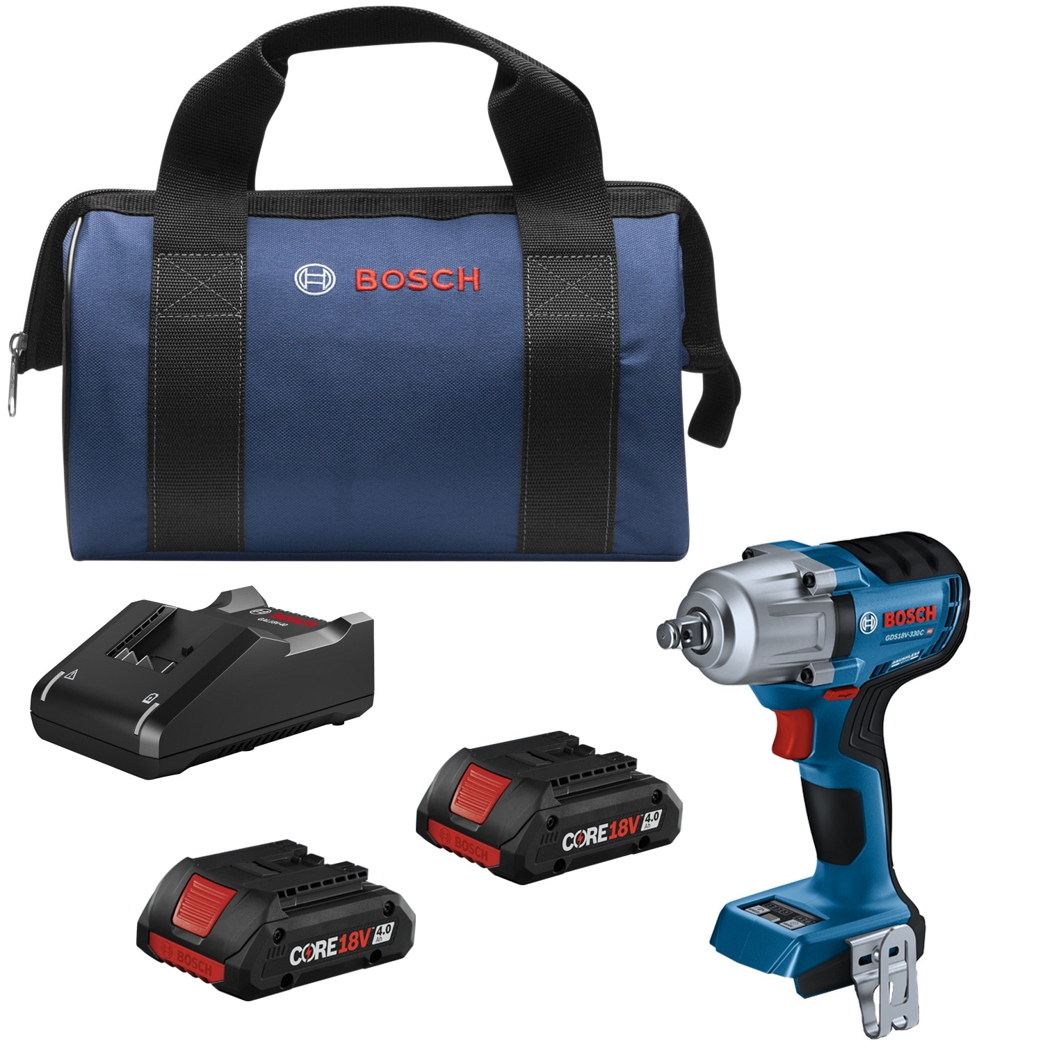 Bosch Variable Speed Brushless 1/2-in square Drive Cordless Impact Wrench (Yes (2 Batteries)