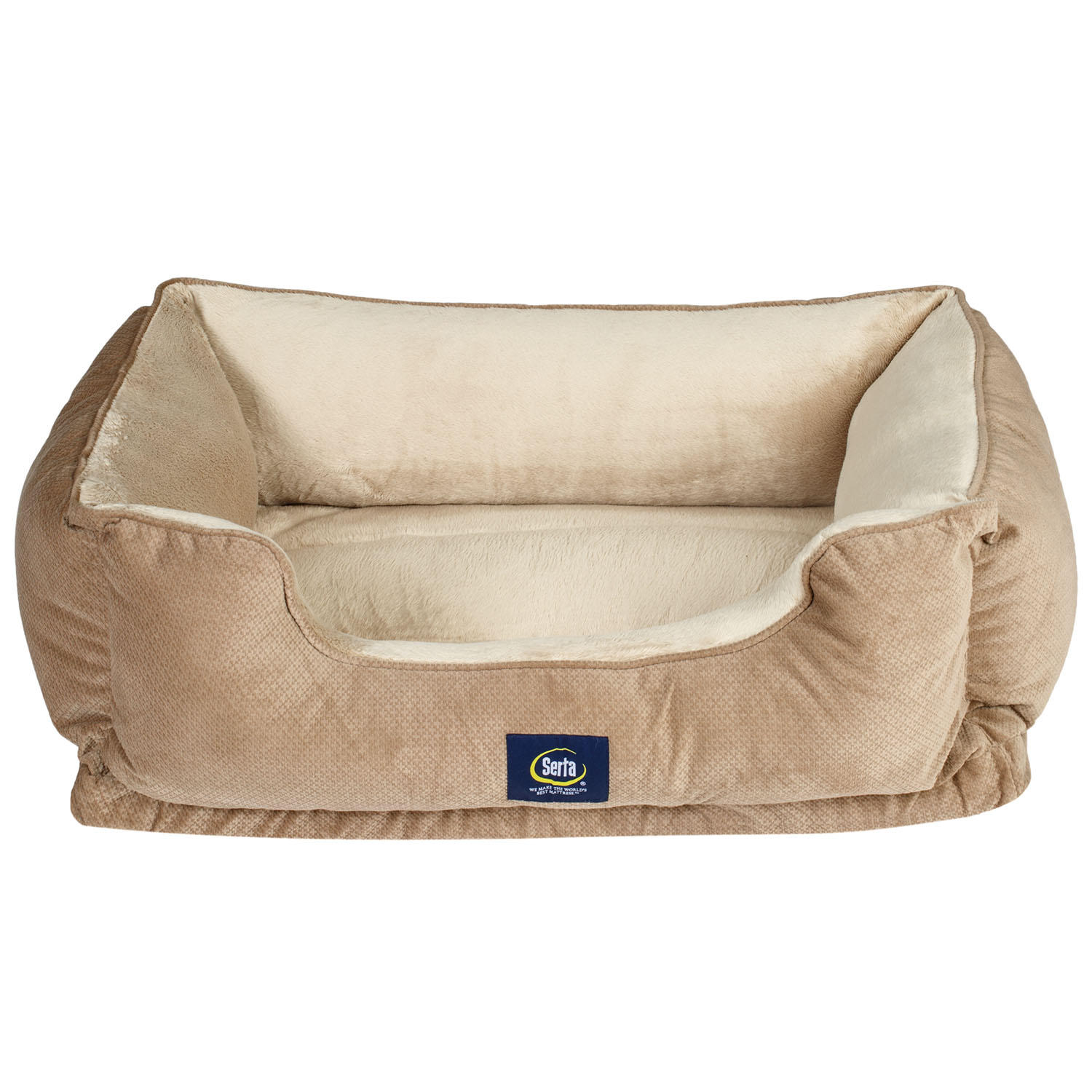 Serta Perfect Sleeper Orthopedic Cuddler Pet Bed. 34″ x 24″ (Tan)
