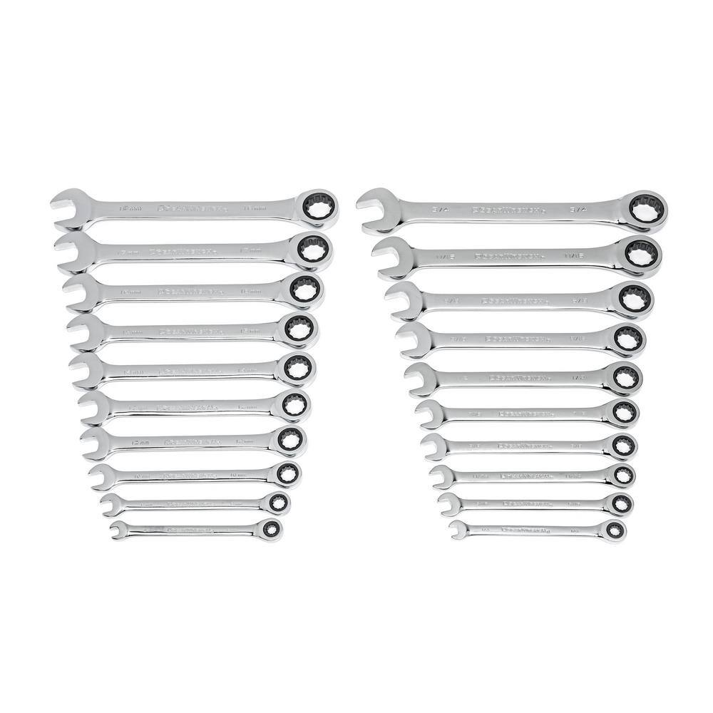 GEARWRENCH 35720-06 20-Piece SAE/Metric Ratcheting Combination Wrench Set