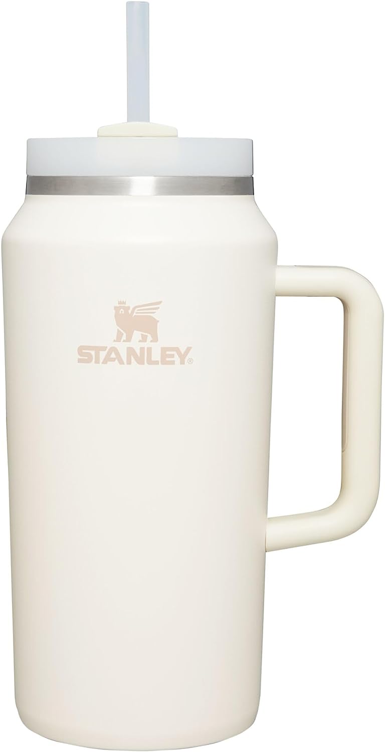 Stanley Quencher H2.0 FlowState Stainless Steel Vacuum Insulated Tumbler with Lid and Straw. Cream. 64 oz