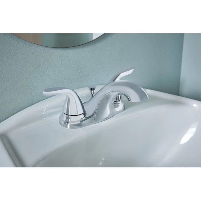 Moen  Adler Chrome 2-handle 4-in Centerset WaterSense Bathroom Sink Faucet with Drain (Chrome)