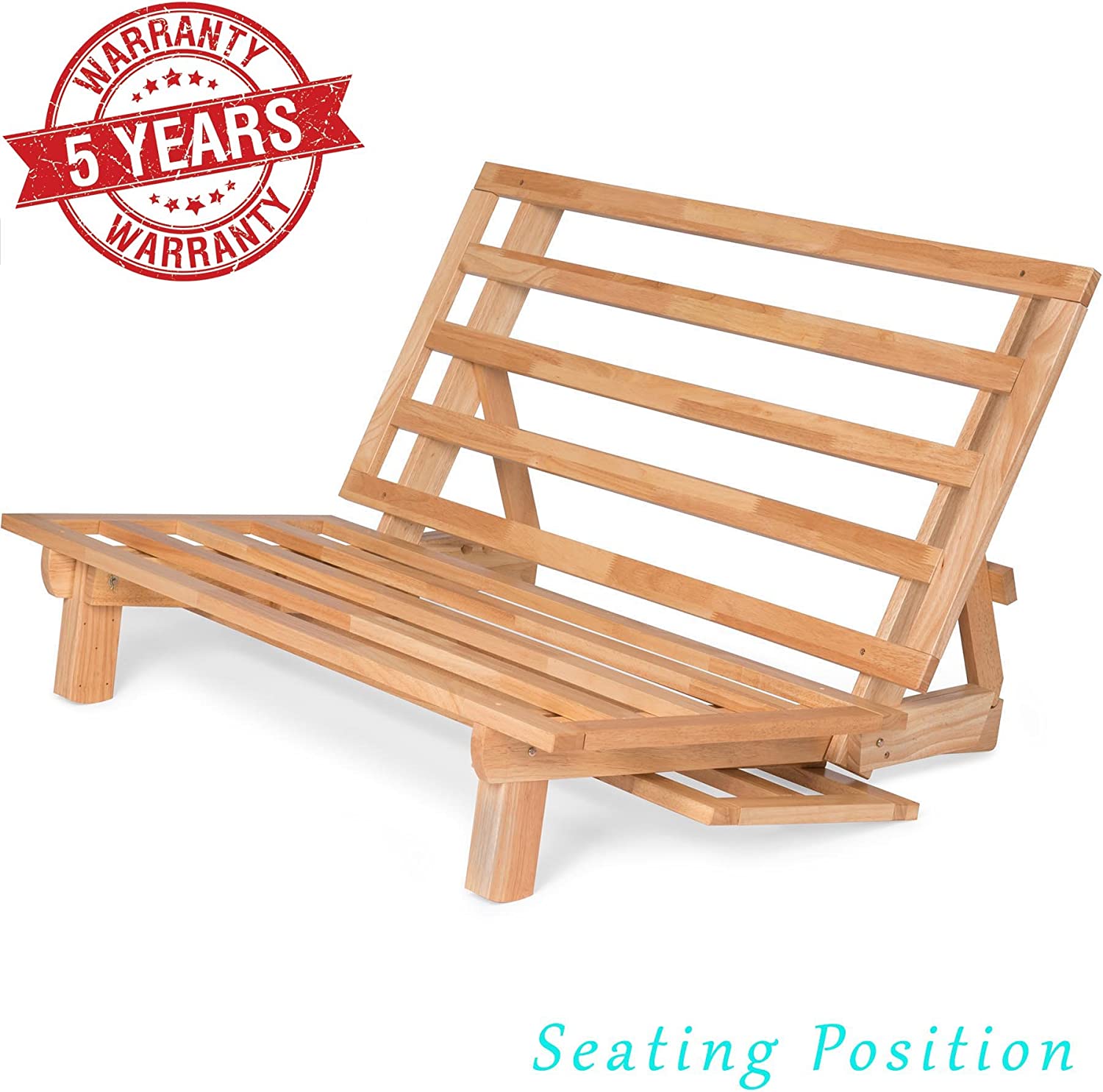 Nirvana Futons Tri-Fold Wood Futon Frame Full Size Sofa Bed Lounger - (Affordable Space Saver. Natural Finish) Ideal for Small Spaces. RVs. and Dorm Rooms