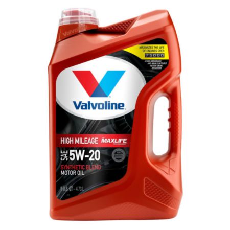 Valvoline High Mileage with MaxLife Technology SAE 5W-20 Synthetic Blend Motor Oil. 5 Quart