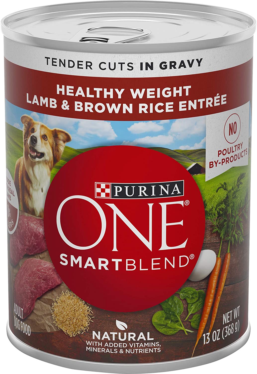 Purina ONE SmartBlend Natural Healthy Weight in Gravy Lamb & Brown Rice Entree Formula Adult Dry Dog Food & Wet Dog Food 13 oz Cans(pack of 12)