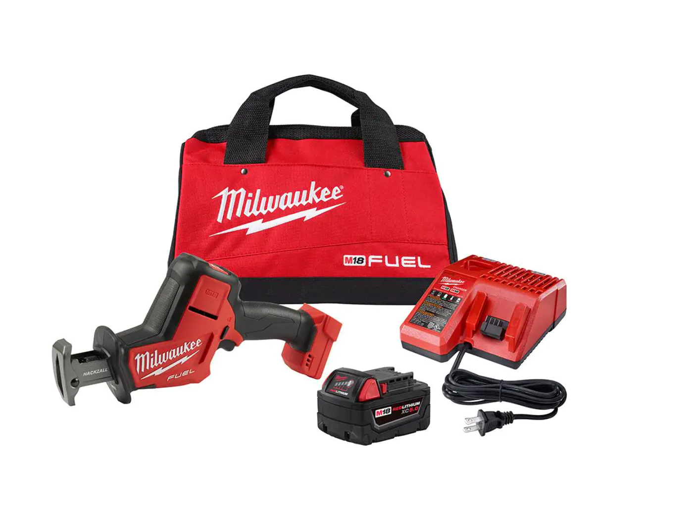 Milwaukee 2719-21 M18 FUEL 18V Lithium-Ion Brushless Cordless HACKZALL Reciprocating Saw Kit W/(1) 5.0Ah Batteries. Charger & Tool Bag