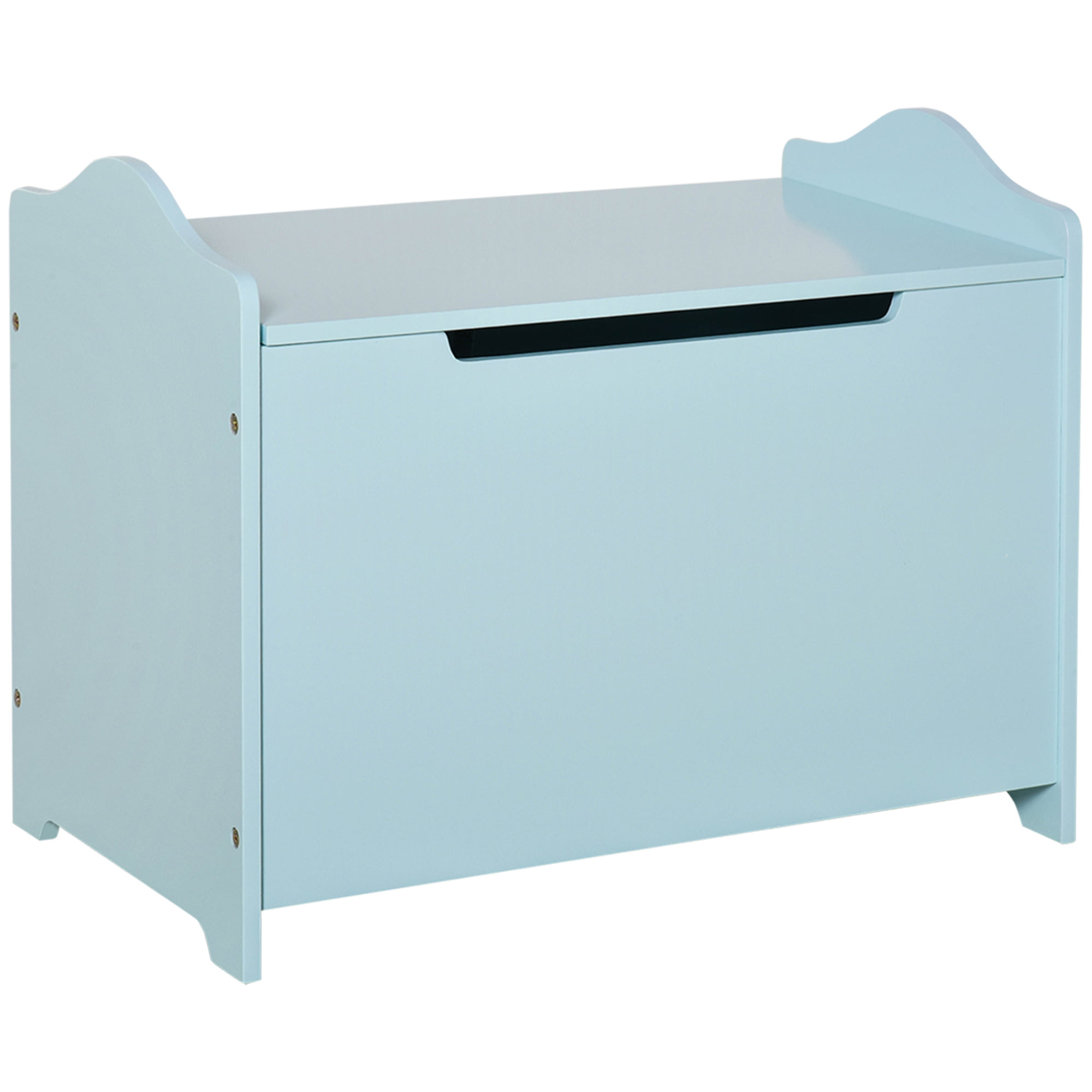 Qaba 2.76 Gallon Magnetic Safety Hinge Wood Toy Chest. Blue