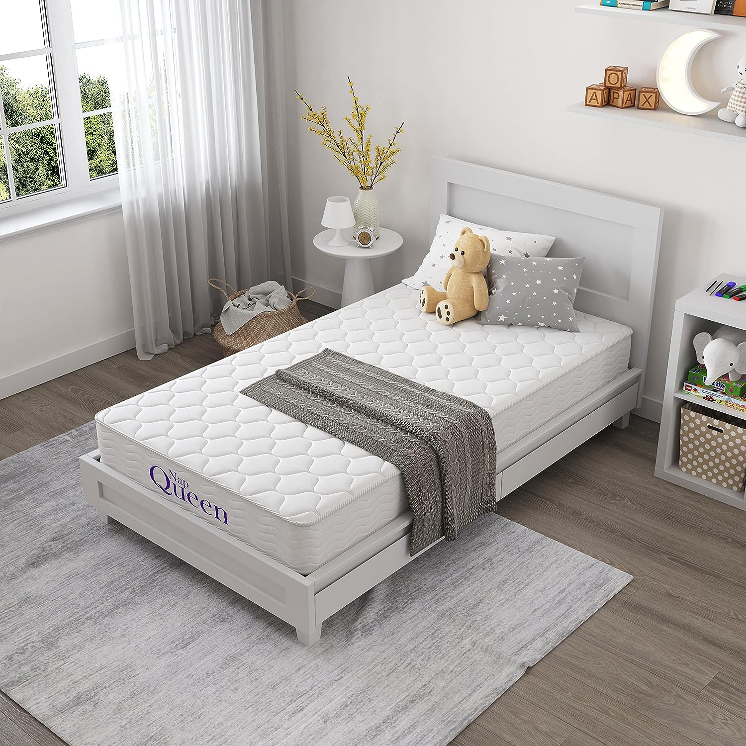 NapQueen 6 Inch Innerspring Queen Size Medium Firm Support Relief Mattress. Bed in a Box