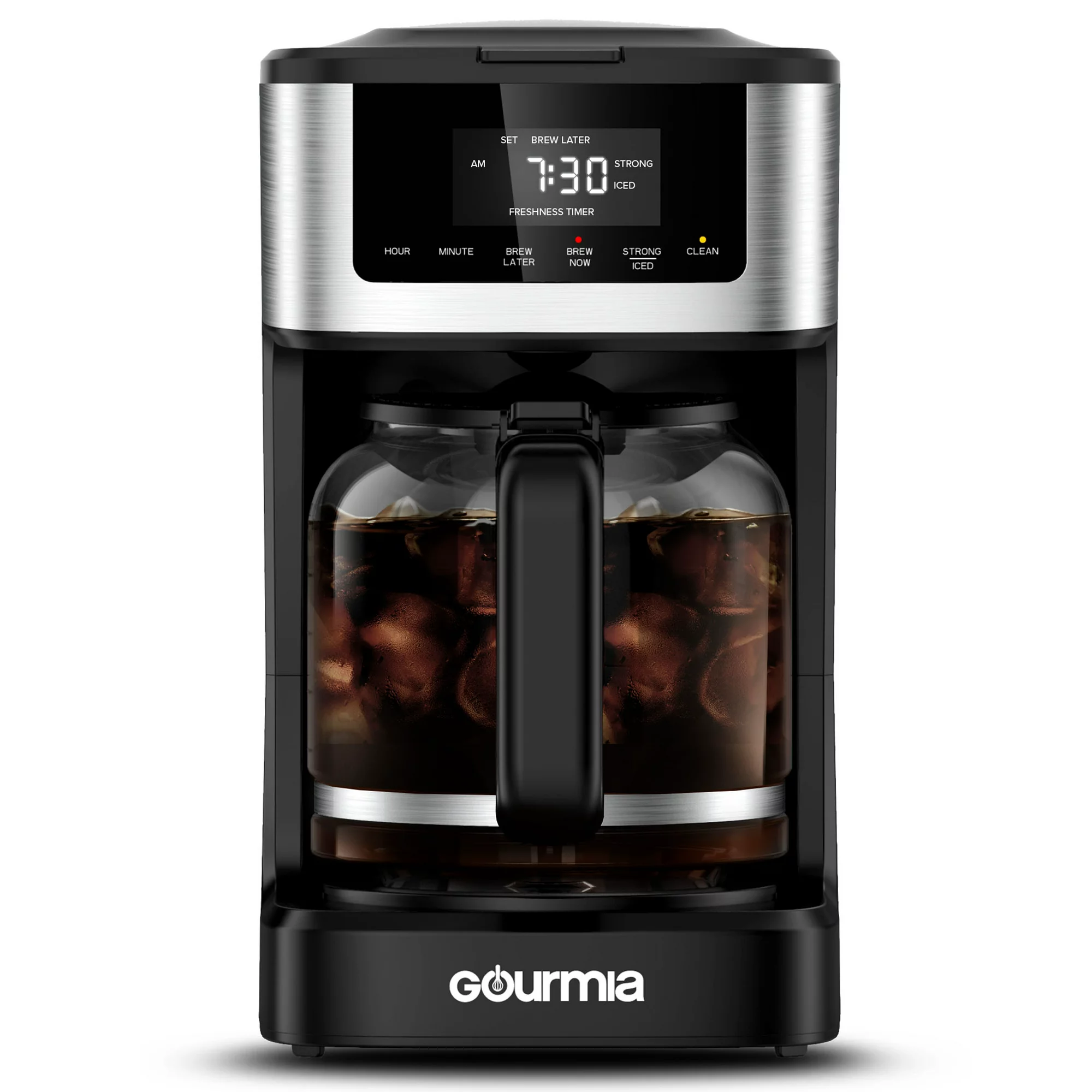 Gourmia Programmable 12-Cup Hot & Iced Coffee Maker. Stainless Steel