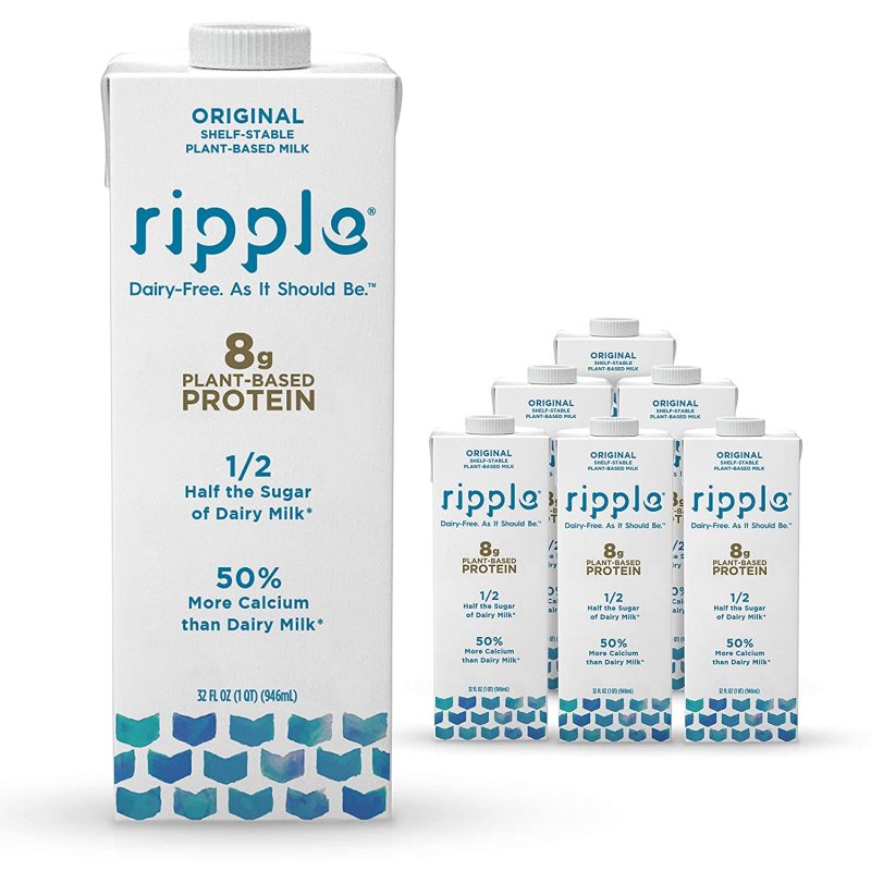 Ripple Non Dairy Milk. Original. Vegan Friendly. Plant Based Milk (Pack of 6. 32oz)