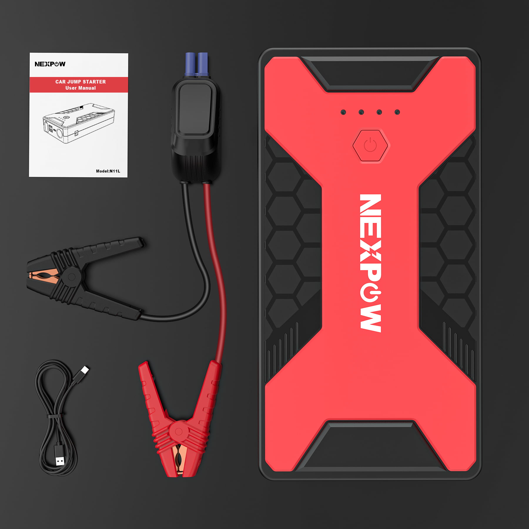 NEXPOW Car Jump Starter. 1500A Peak 12800mAh Battery Starter. 12V Auto Battery Booster. Lithium Jump Box with LED Light