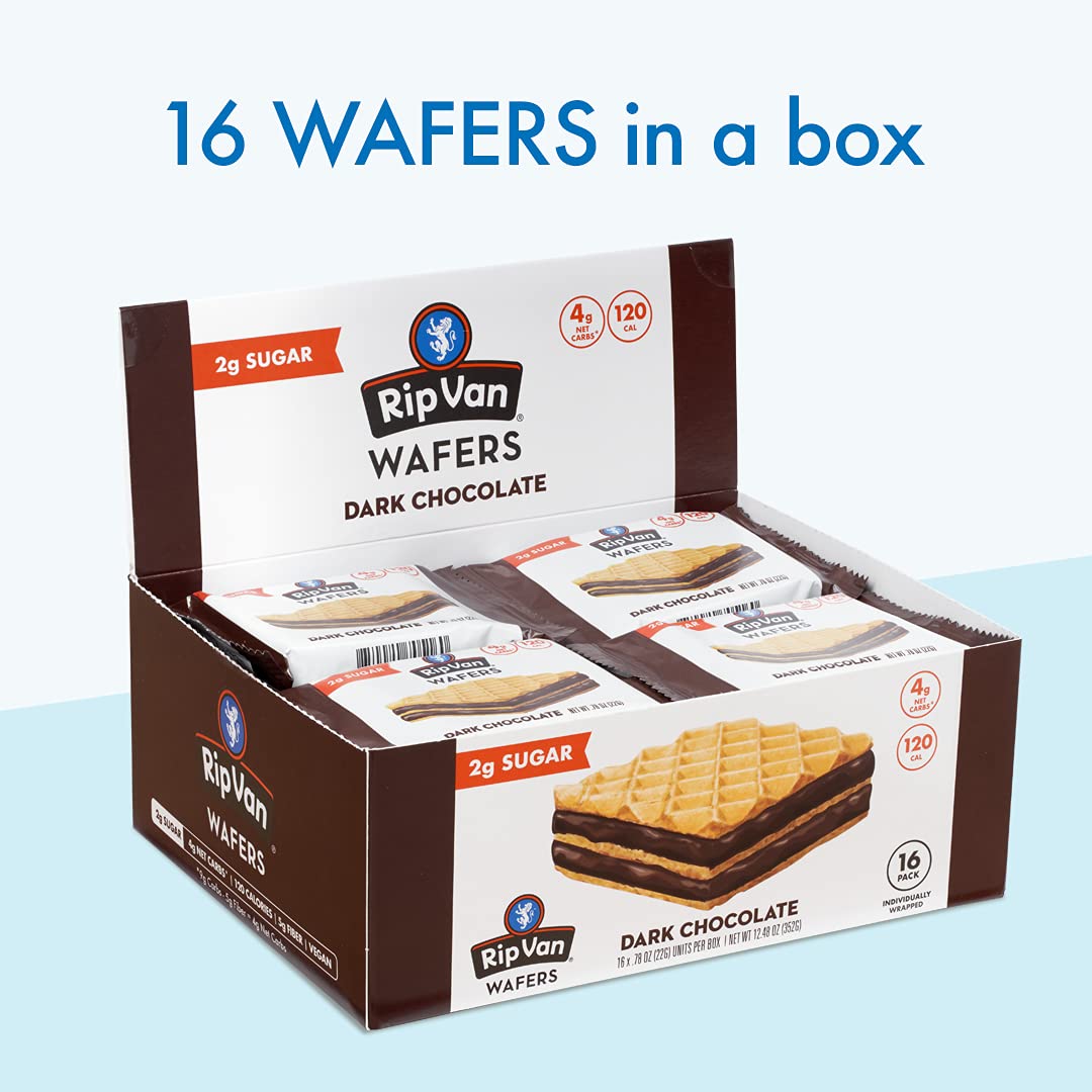 Rip Van Dark Chocolate Wafer Cookies - Keto Snacks - Non-GMO Snack - Healthy Snacks - Low Carb