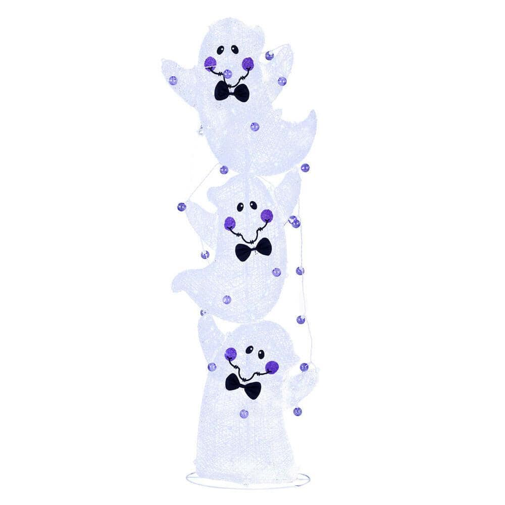 Home Accents Holiday 22RT0062221 7 ft Cool White and Purple LED Stacked Ghosts