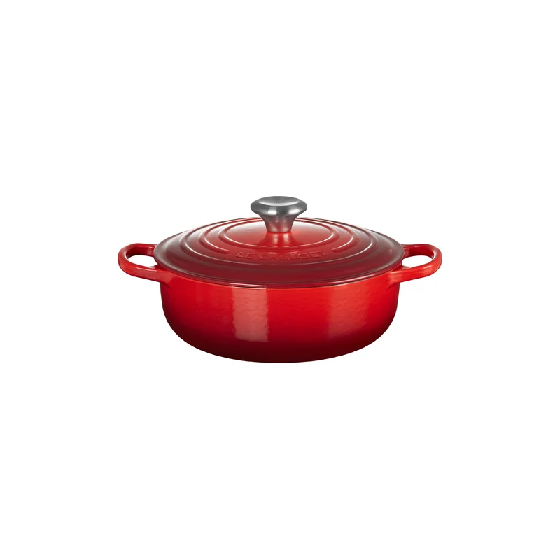 Le Creuset LS2598-2467SS Enameled Cast Iron Signature Sauteuse Oven. 3.5 qt. Cerise
