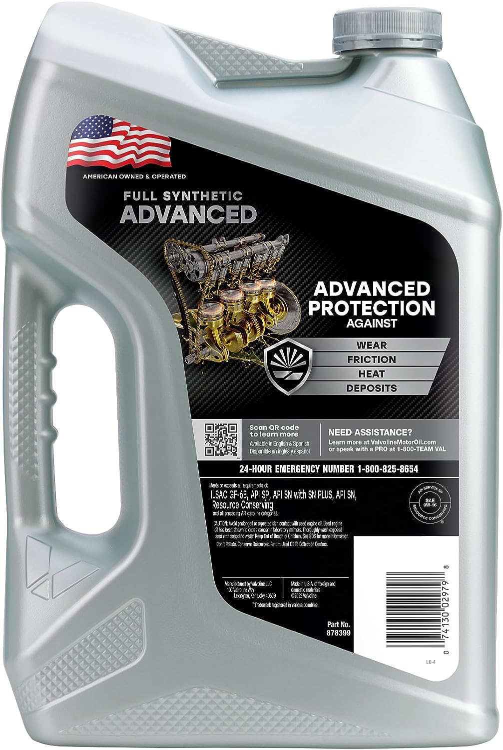 Valvoline Advanced Full Synthetic SAE 0W-16 Motor Oil 5 QT