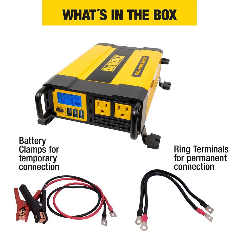 DEWALT DXAEPI1000 1000-Watt Portable Car Power Inverter with Triple USB Ports