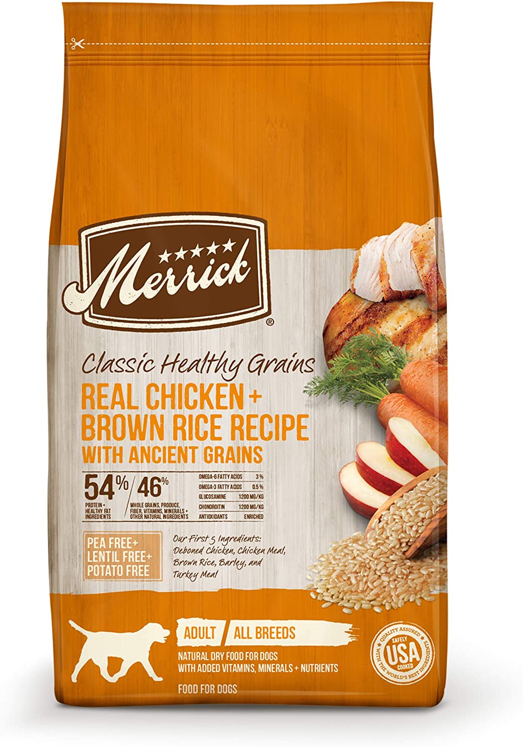 Merrick Classic Healthy Grains Dry Dog Food with Real Meat - Chicken & Brown Rice Recipe - 4LB