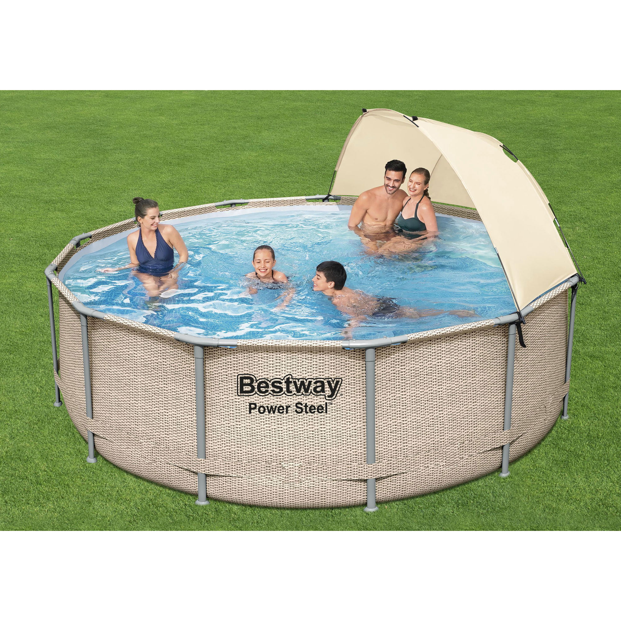 Bestway Power Steel 13′ x 42″ Above Ground Swimming Pool Set with Canopy