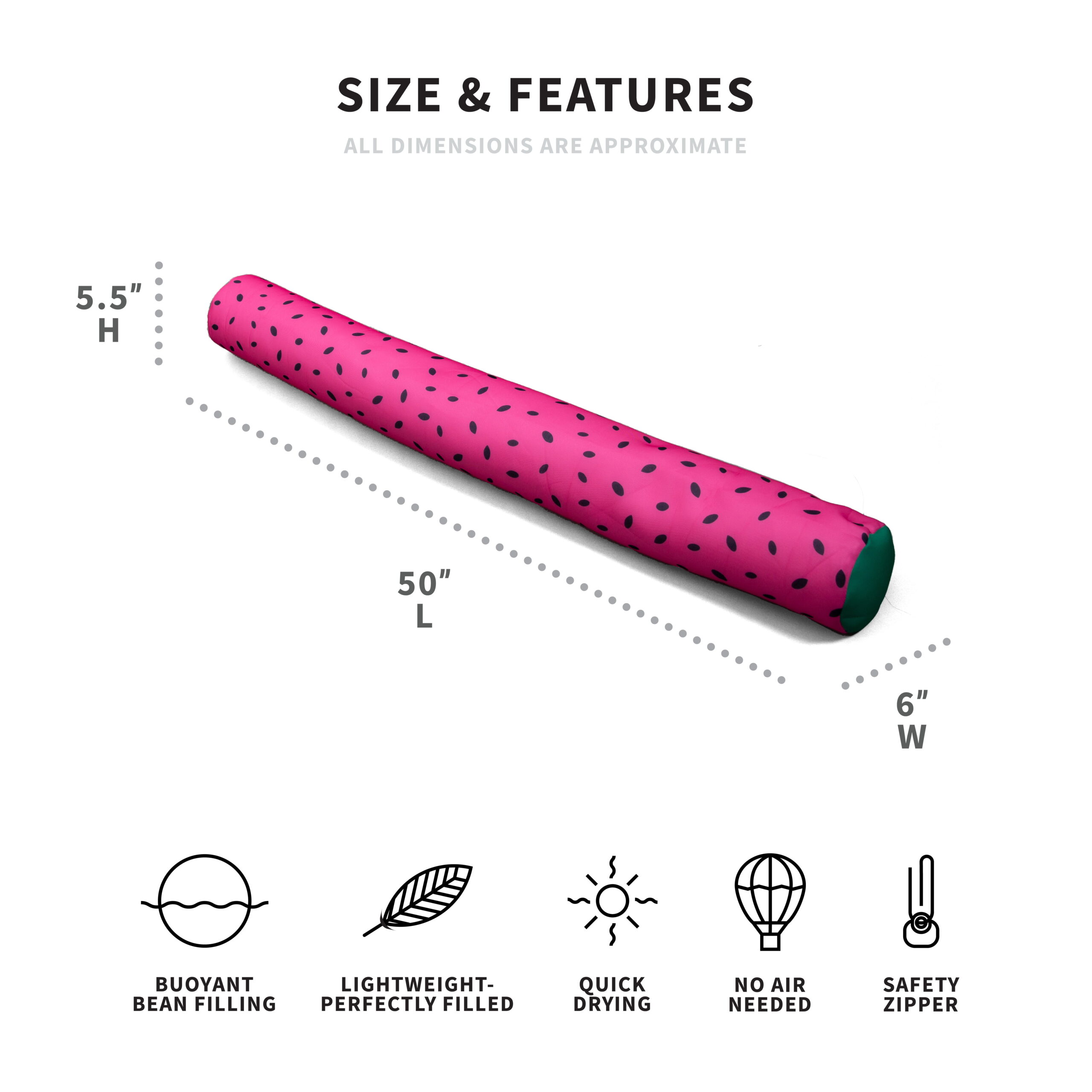 Big Joe Noodle No Inflation Needed Pool Float. Summer Melon Double Sided Mesh. Jumbo 4ft