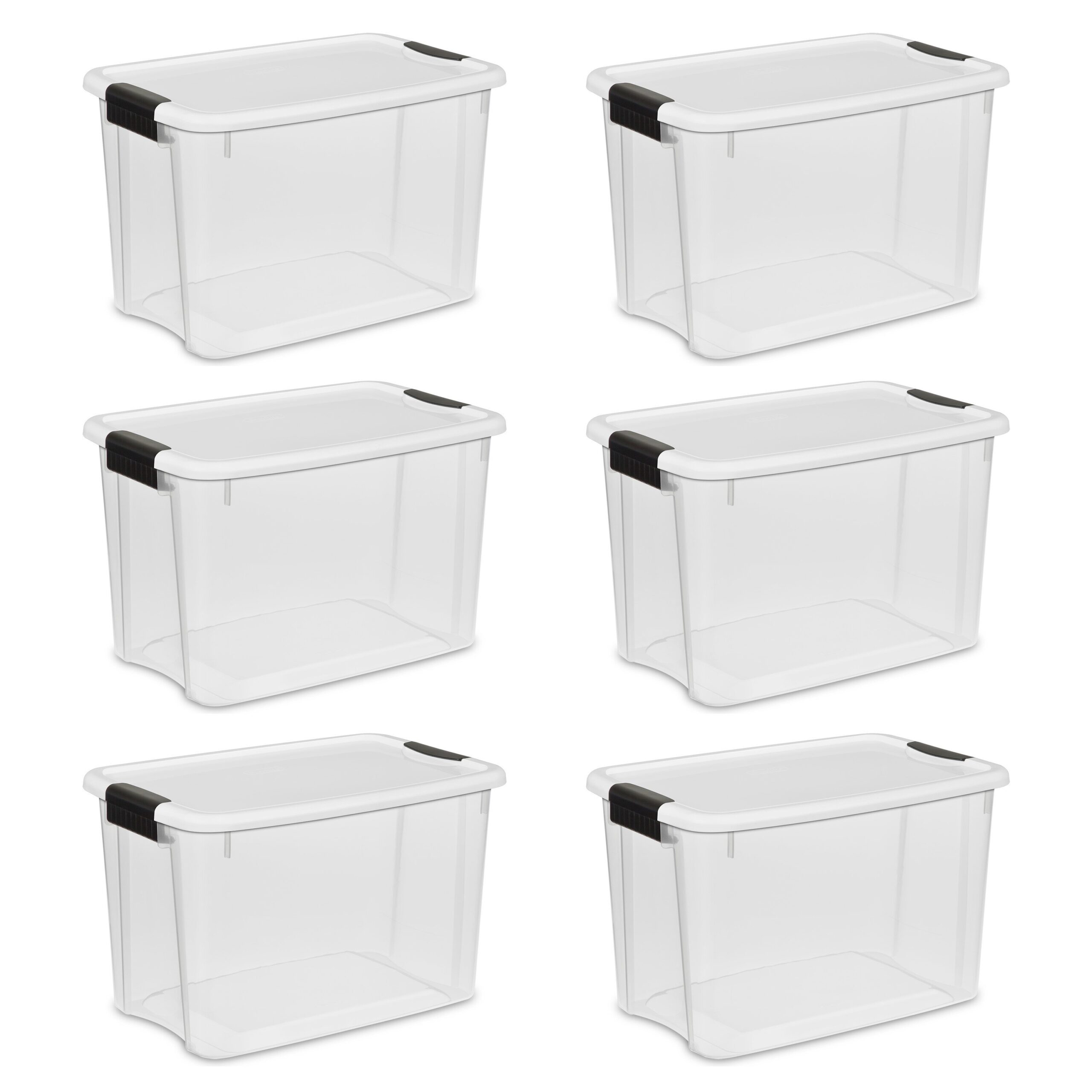 Ultra Latch 30 qt Plastic Storage Tote Set (Set of 6)