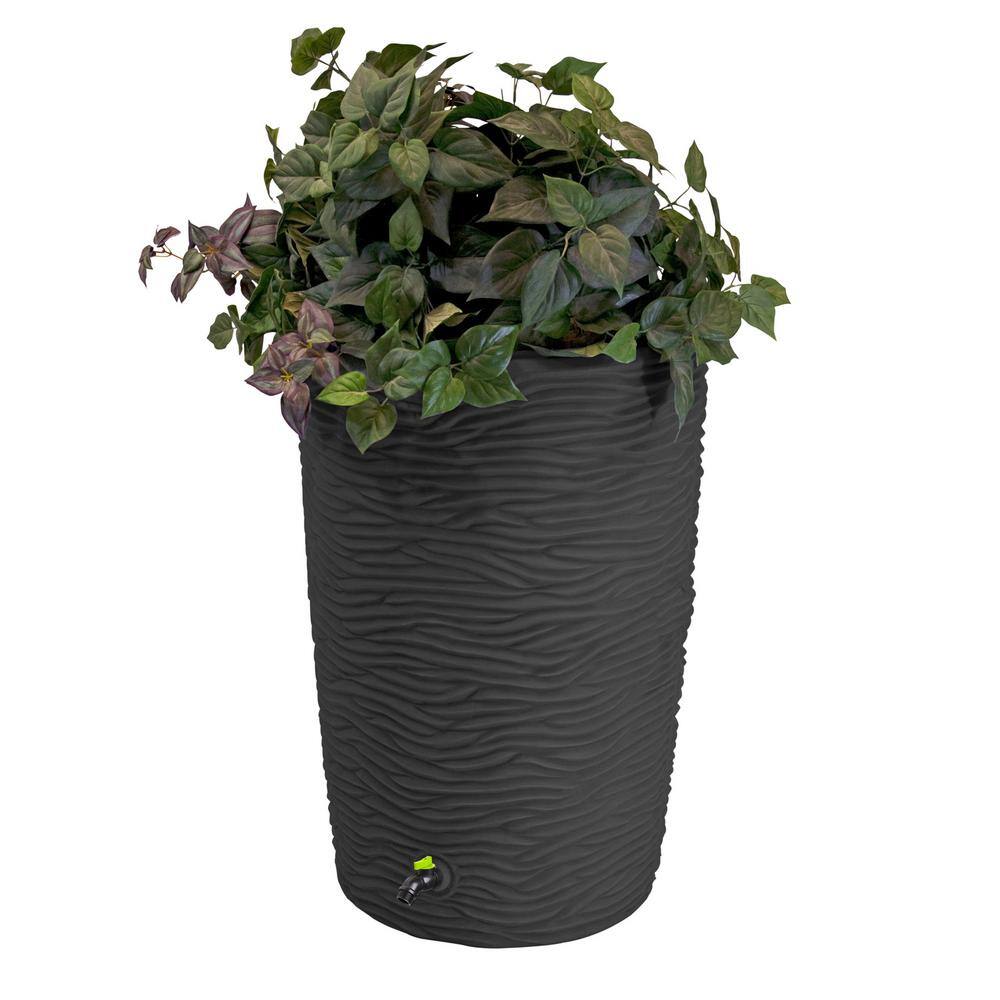 Good Ideas GI-REC-L50-BLK Impressions Eco Palm 50 Gal. Rain Saver - 100% Recycled Material
