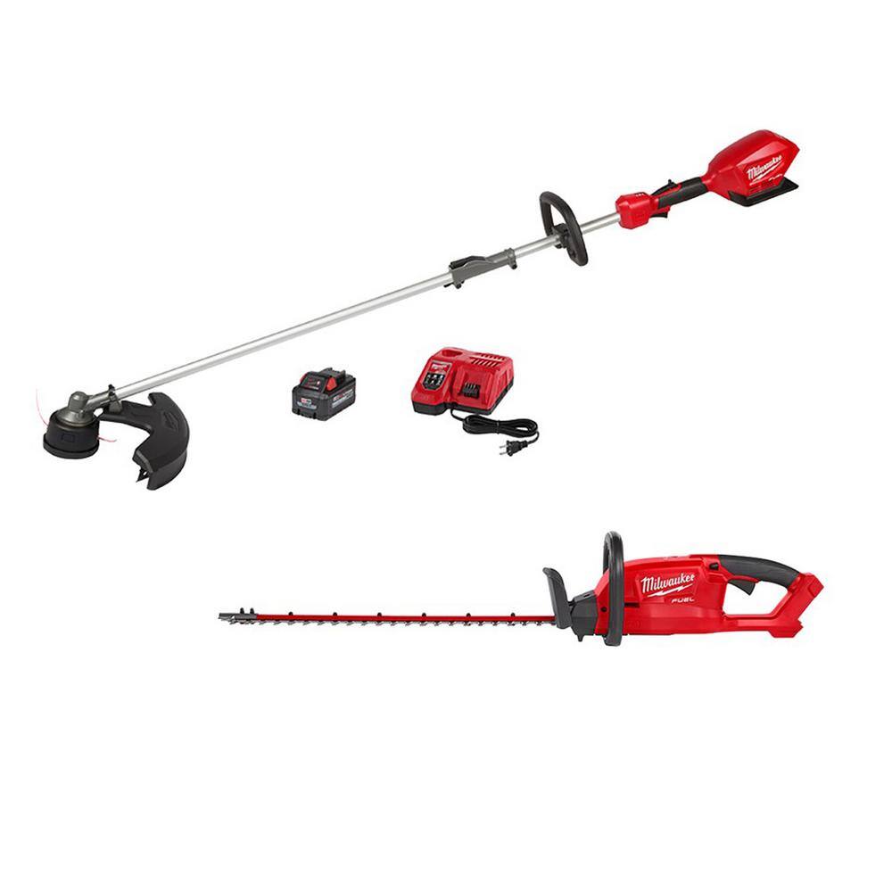 Milwaukee 2825-21ST-2726-20 M18 FUEL 18V Lithium-Ion Brushless Cordless QUIK-LOK String Trimmer 8.0Ah Kit with M18 FUEL 24 in. Hedge Trimmer(2-Tool)
