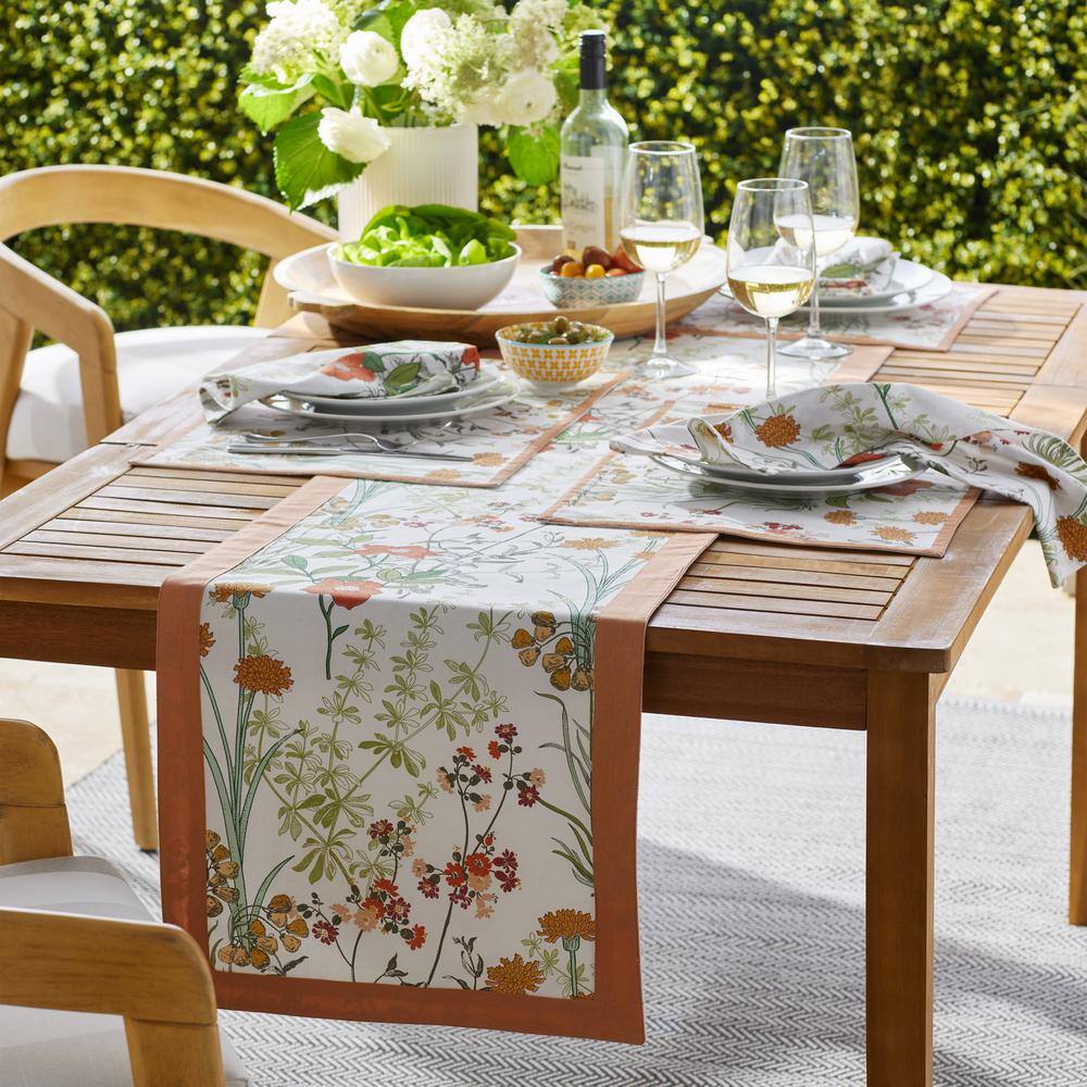 The Company Store  Jardin 16 in. x 90 in. White Multi Cotton Table Runner - Jardin