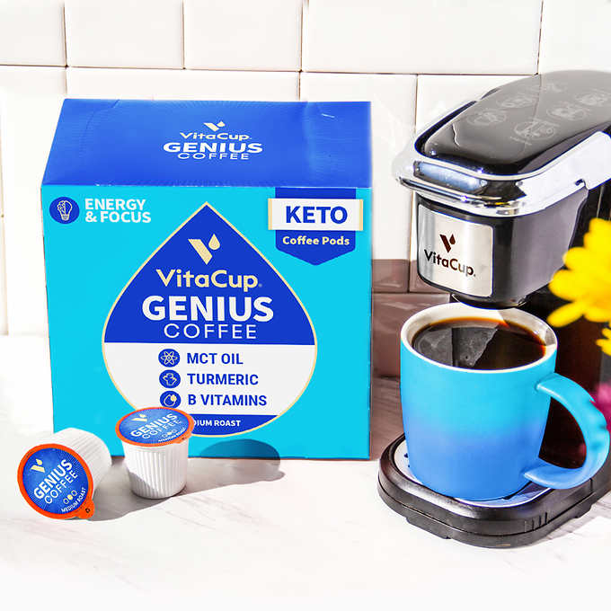 VitaCup Genius Coffee Pods. Infused w/ MCT Oil. Turmeric. Vitamins. 60-count