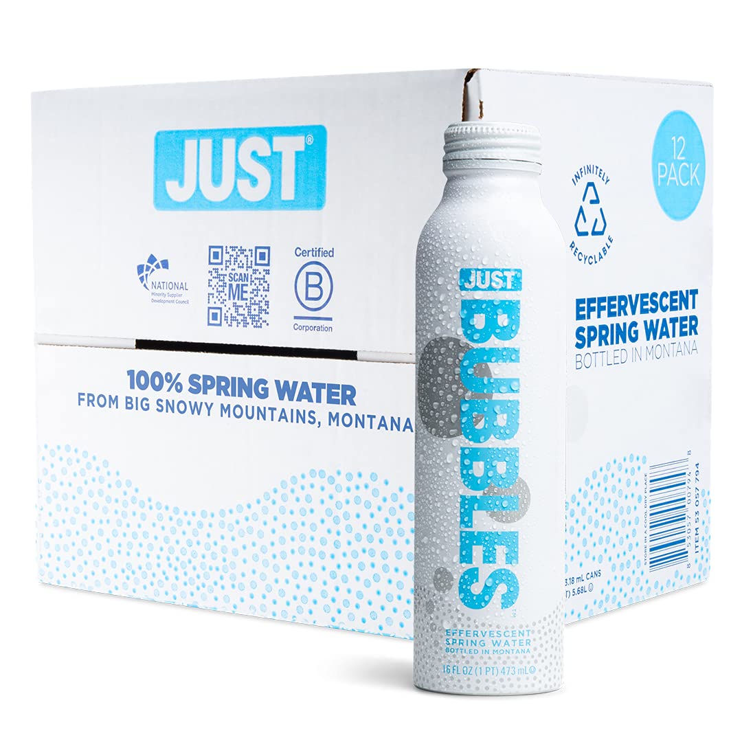 JUST Bubbles. Pure Premium Sparkling Spring Water. 16 Fl Oz (Pack of 12)