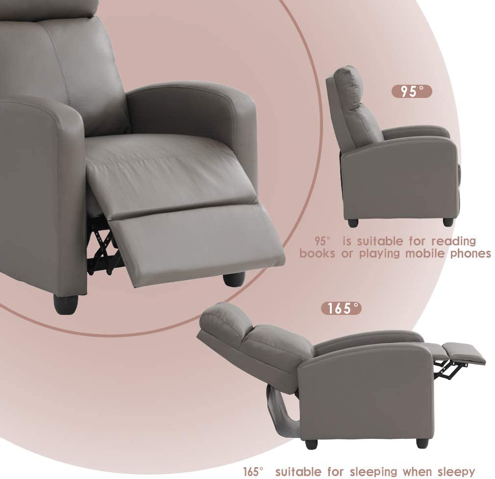 FDW Faux Leather Recliner. Gray