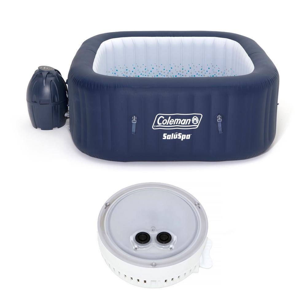 Coleman 90454E-BW + 28503E SaluSpa Inflatable 4-Person Hot Tub Spa with Intex PureSpa Multi-Colored LED Light
