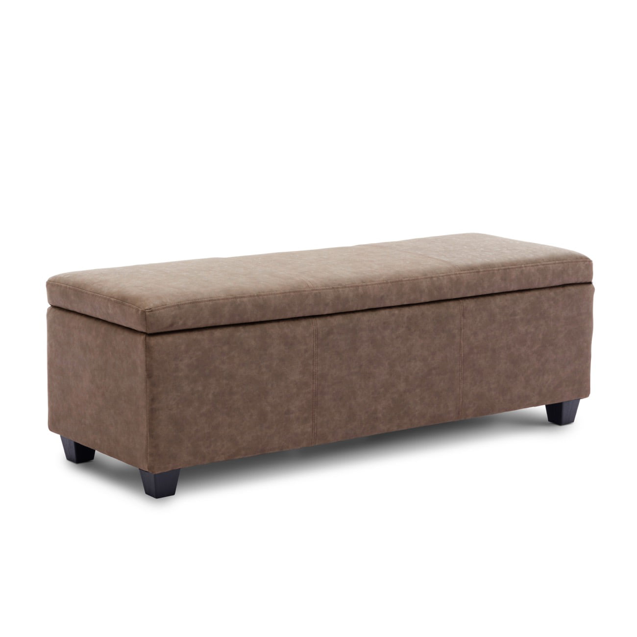 BELLEZE Storage Ottoman Bench Footstool - Amherst (Rustic Brown)