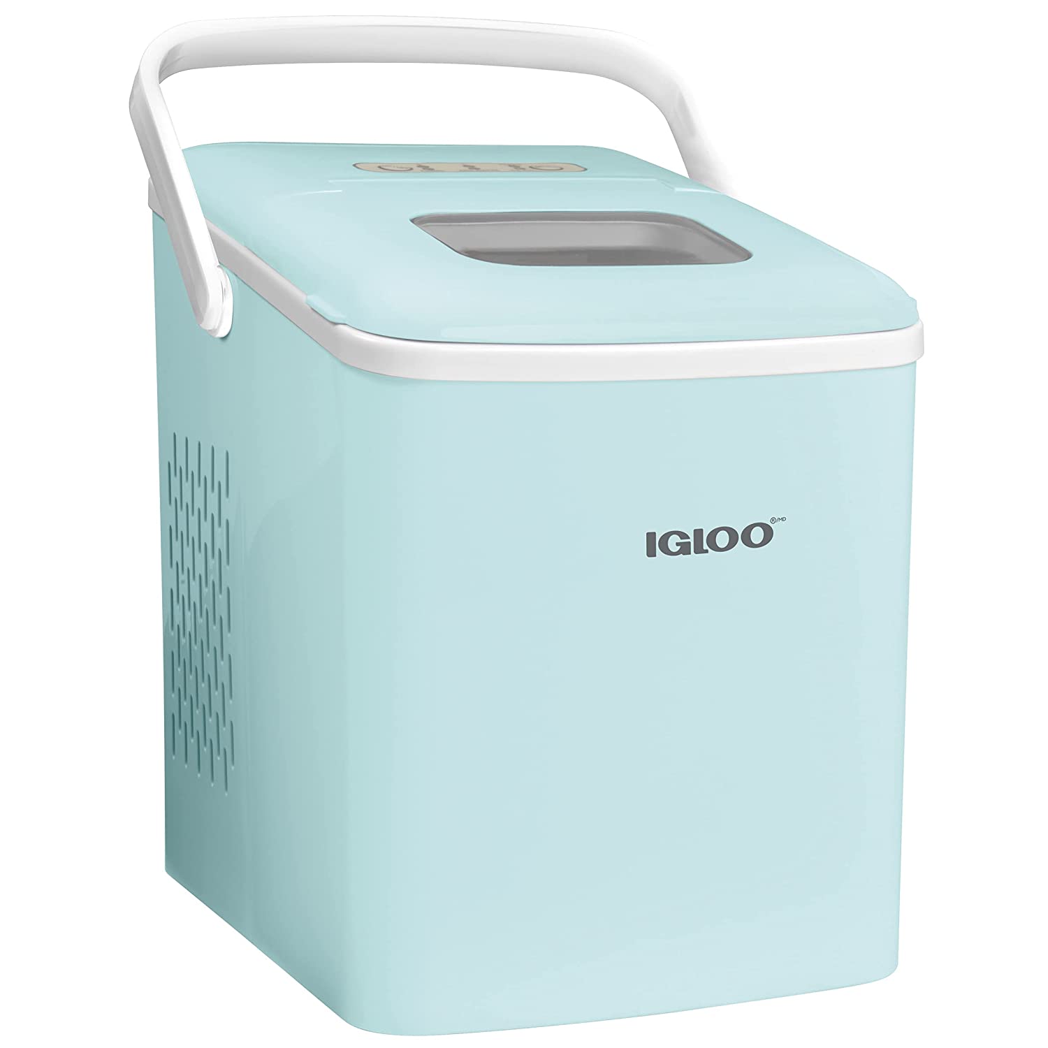 Igloo Automatic Self-Cleaning Portable Electric Countertop Ice Maker Machine With Handle. 26 Pounds in 24 Hours. 9 Ice Cubes Ready in 7 minutes. With Ice Scoop and Basket. Aqua