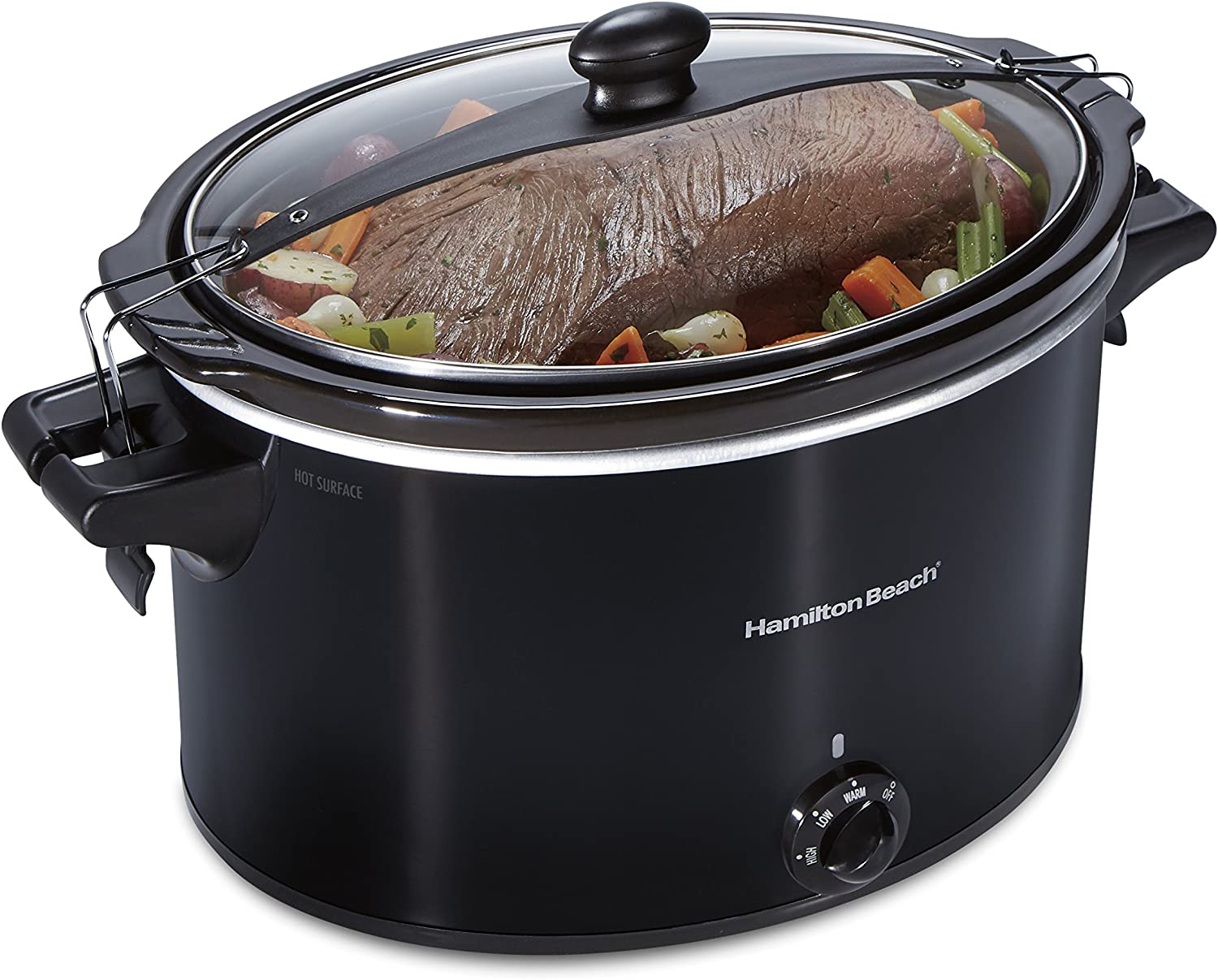 Hamilton Beach Slow Cooker. Extra Large 10 Quart. Stay or Go Portable With Lid Lock. Dishwasher Safe Crock. Black (33195)