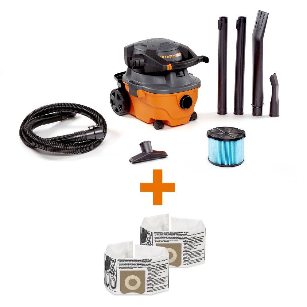 RIDGID WD4080B 4 Gallon 6.0 Peak HP Wet/Dry Shop Vacuum with Detachable Blower. Fine Dust Filter. Two Dust Bags. Hose. and Accessories
