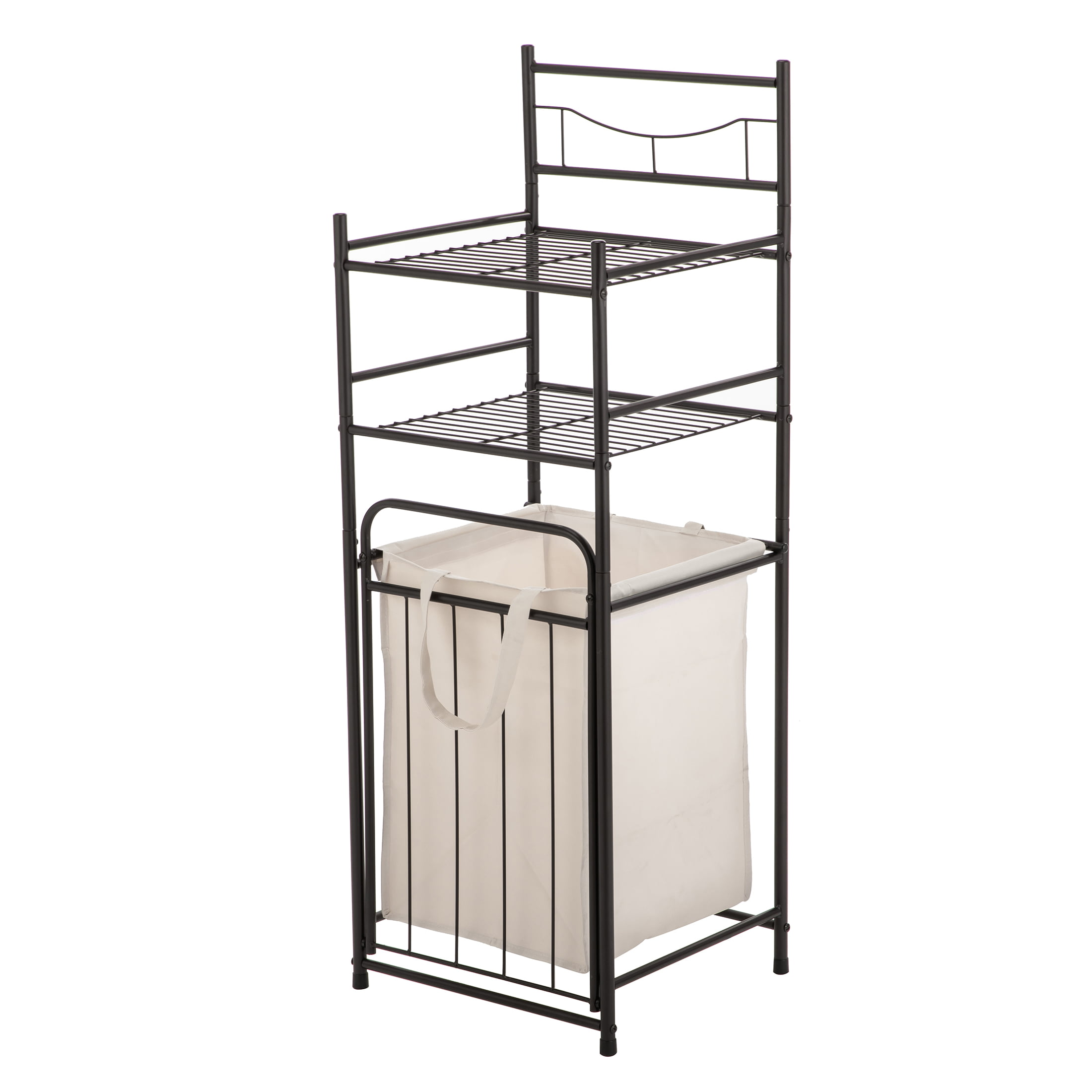 Mainstays 2 Shelves 10 lb. Capacity Steel Storage Shelf Unit with Hamper . Oil Rubbed Bronze Finish