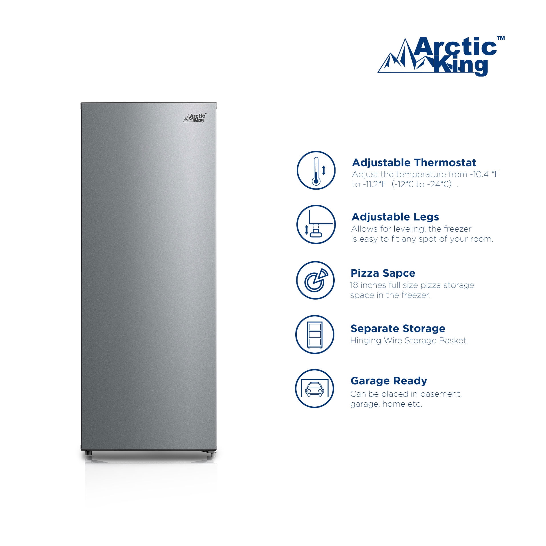 Arctic King 7.0 Cu ft Upright Freezer. Stainless Steel. ARU07M2AST