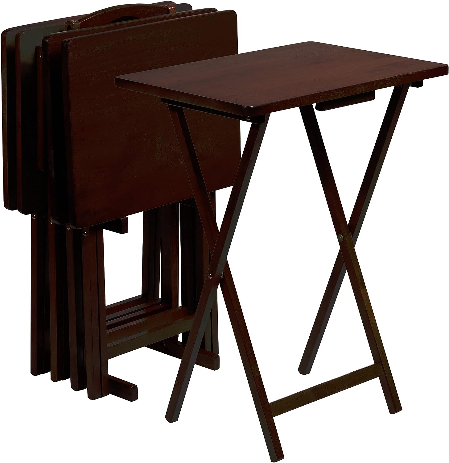 PJ Wood 5-Piece Folding TV Tray & Snack Table - Espresso