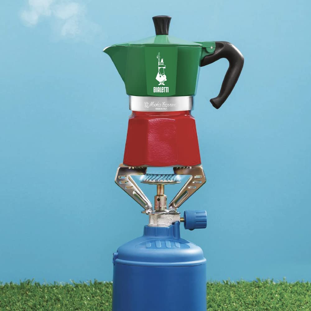 Bialetti Moka Express Italia Collection: Iconic Stovetop Espresso Maker. Makes Real Italian Coffee. Moka Pot 3 Cups (4.3 Oz 130 Ml). Aluminium. Colored in Red Green Silver