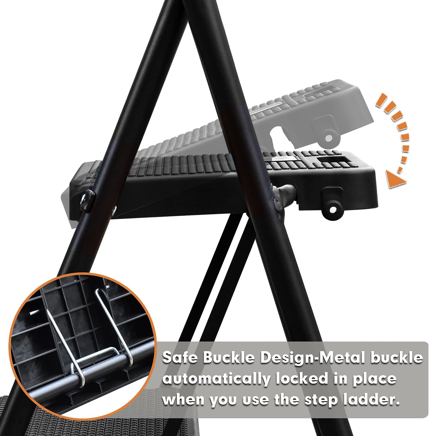 HBTower KQ0004-BK 4 Step Ladder. Folding Step Stool with Tool Platform. Wide Anti-Slip Pedal. Sturdy Steel Ladder. Convenient Handgrip. Lightweight 330lbs Portable Steel Step Stool. Black