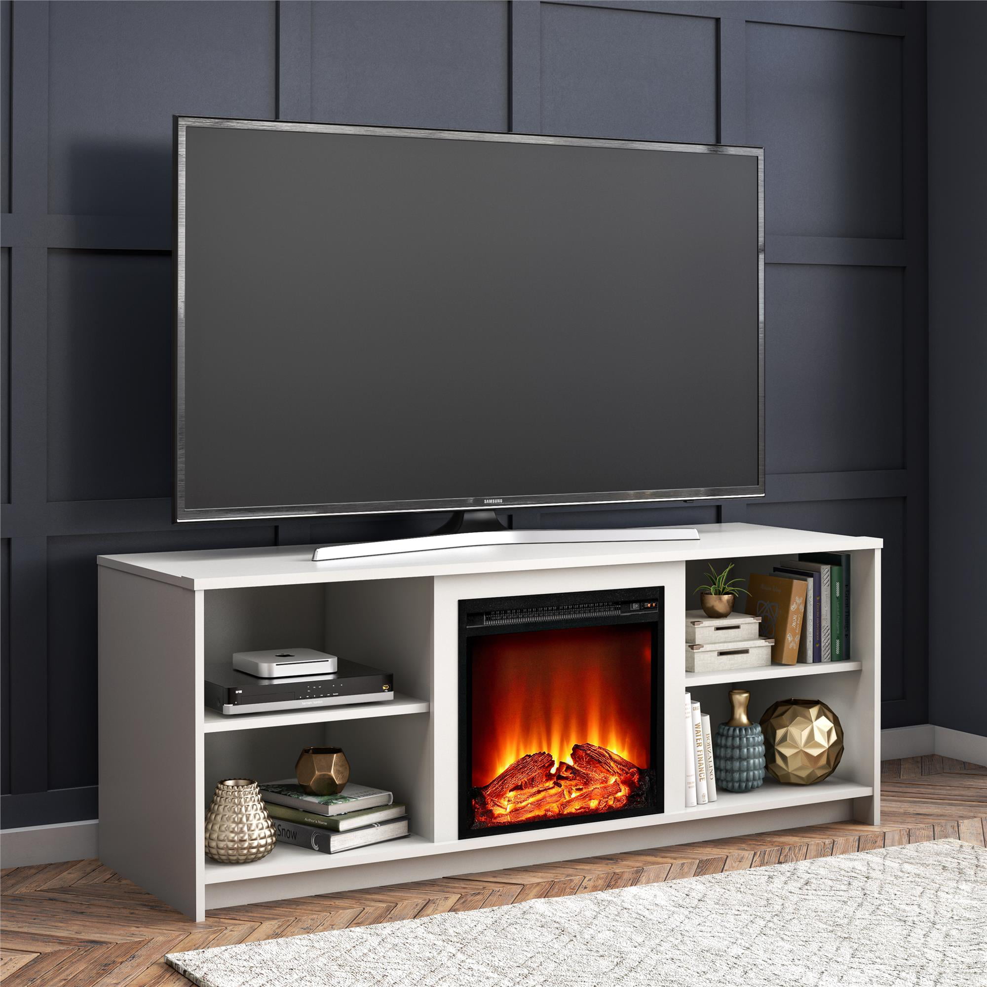 Mainstays Fireplace TV Stand for TVs up to 65″. White