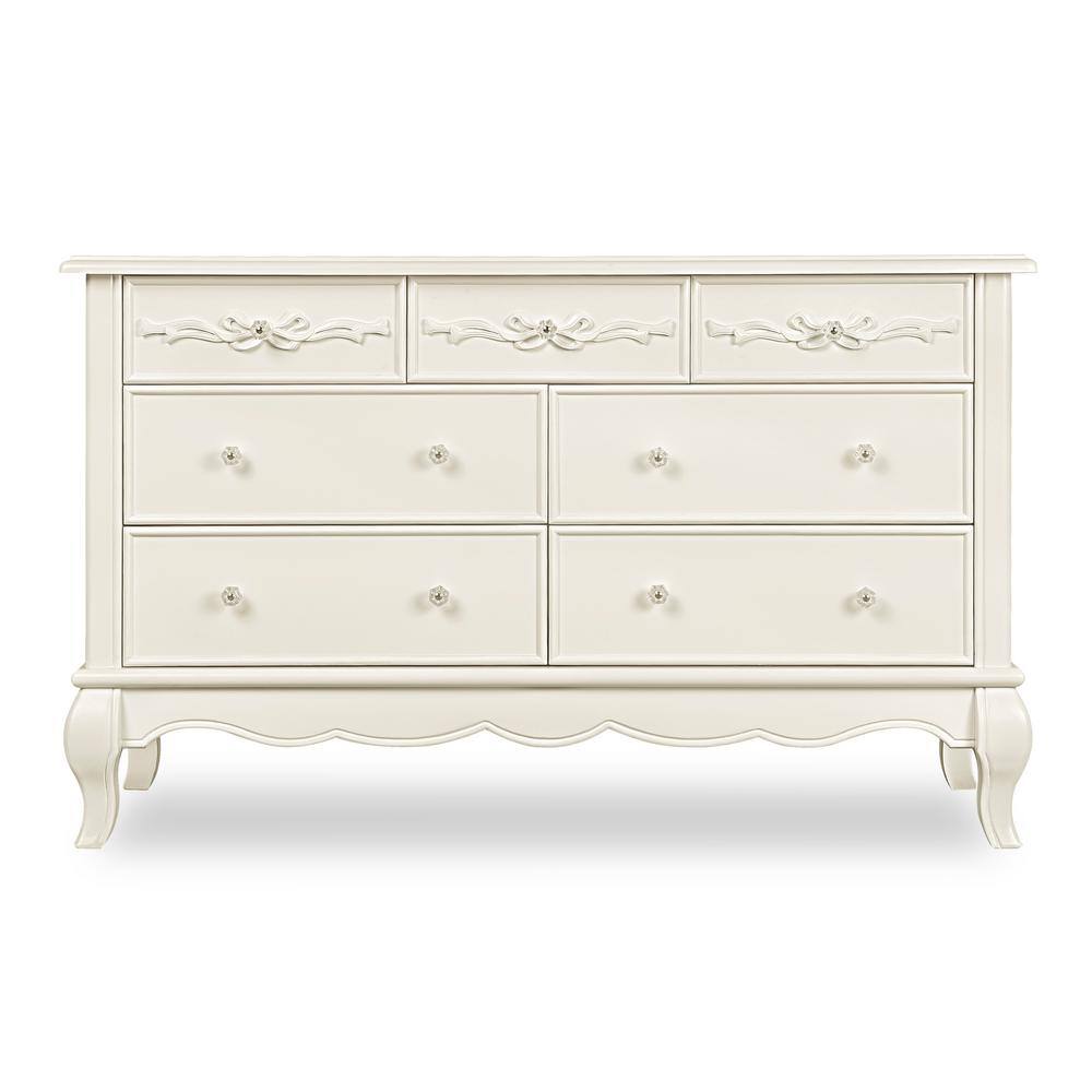Evolur  Aurora Ivory Lace Double Dresser (7-Drawer)