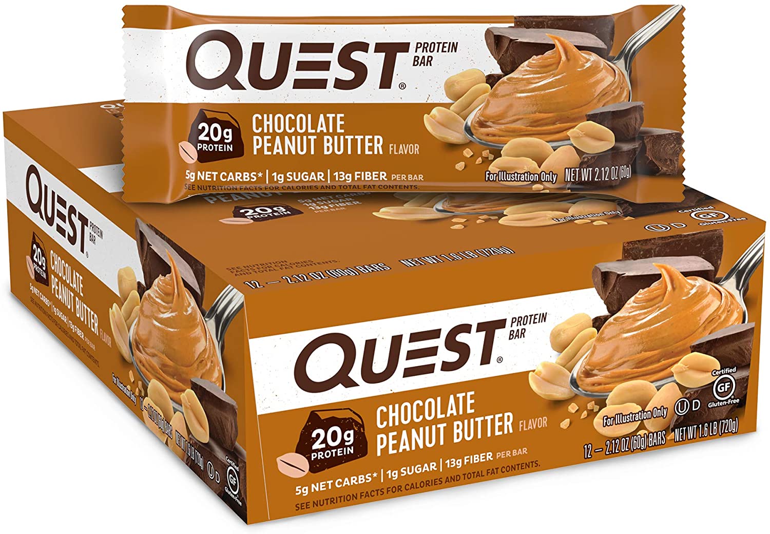 Quest Nutrition Chocolate Peanut Butter Bars. Chocolate Peanut Butter - 12 Count