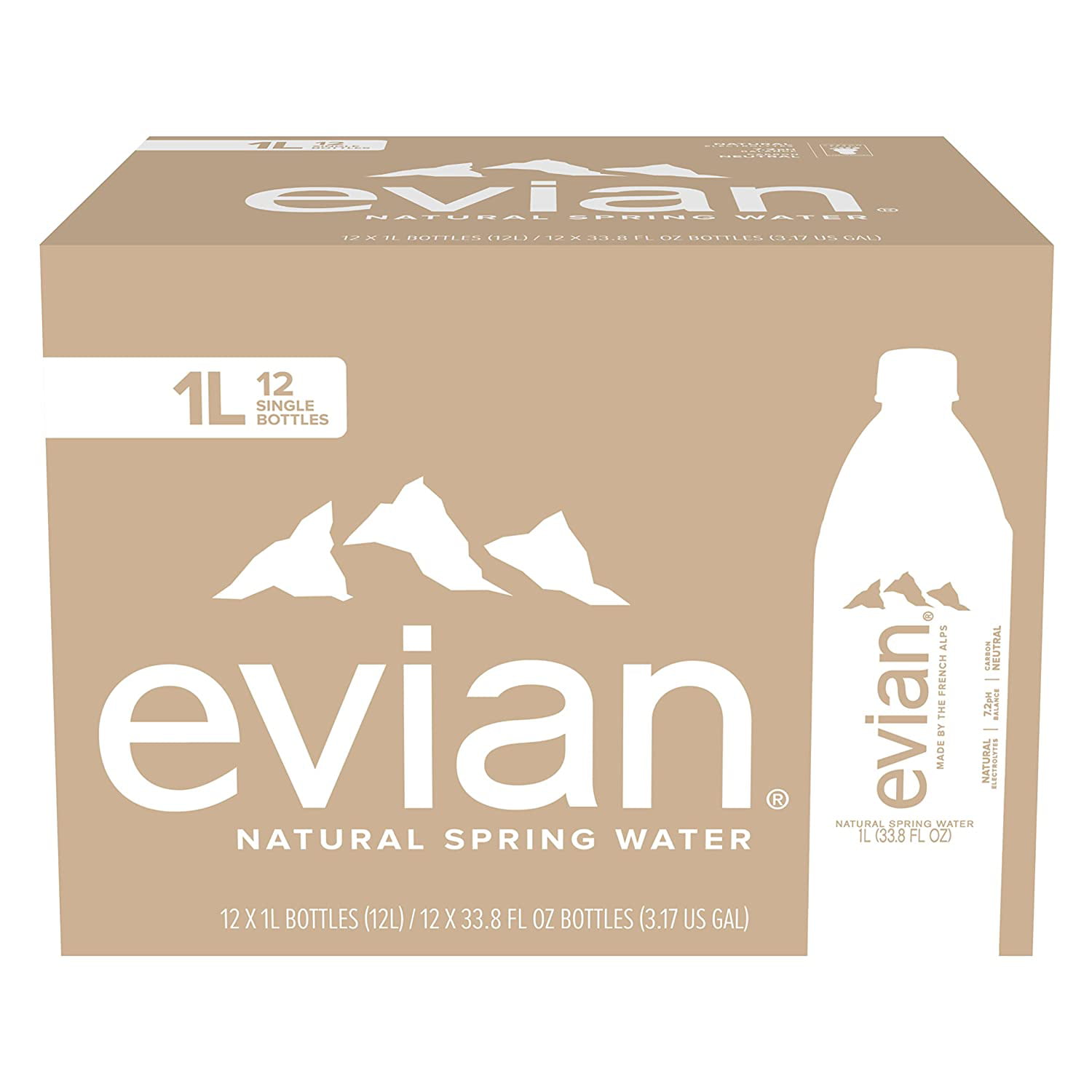 evian Natural Spring Water. Naturally Filtered Spring Water in Large Bottles. 33.81 Fl Oz (Pack of 12)