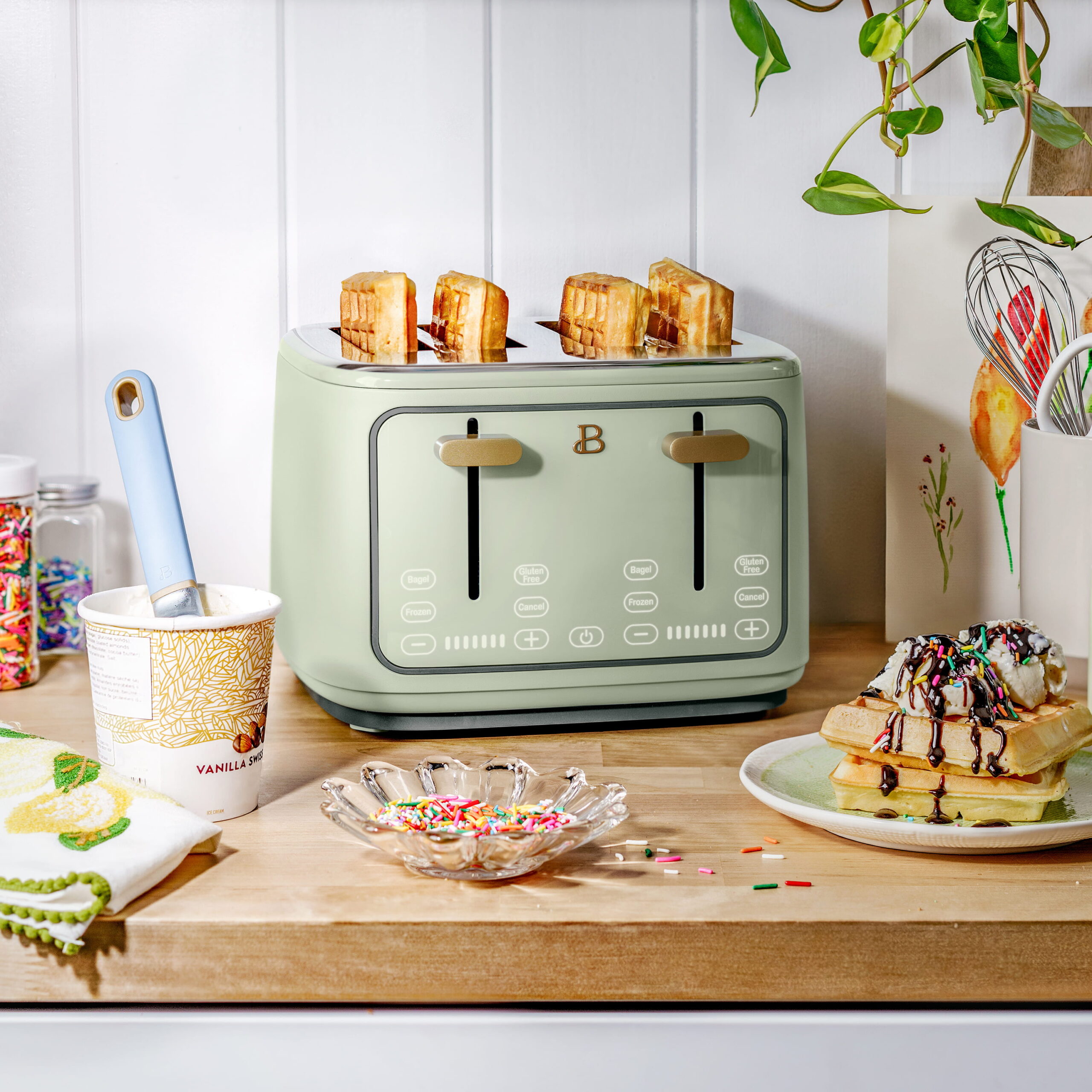 Beautiful 4 Slice Toaster. Sage Green by Drew Barrymore