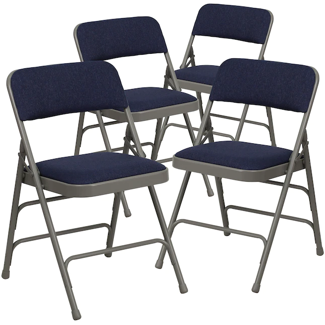 Flash Furniture  Navy Fabric/Gray Frame Banquet Folding Chair with Upholstered Seat (Indoor)