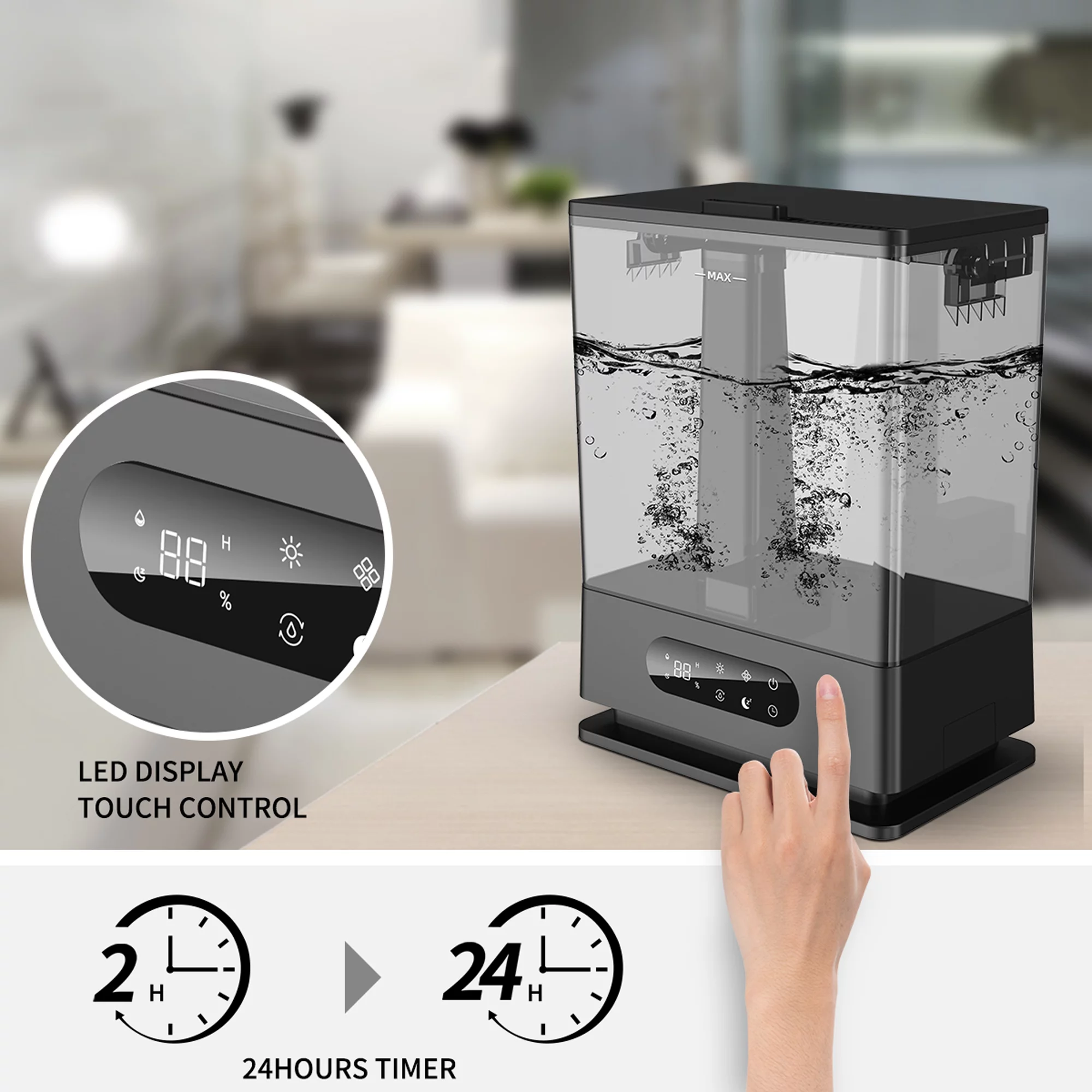 ALROCKET AK-JS06 6.5L Large Humidifier Cool Mist Humidifier for Home Black