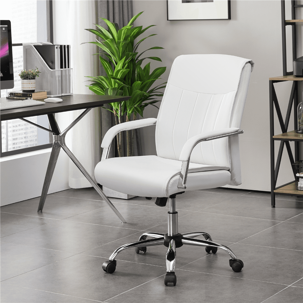SMILE MART Steady 22.5 in Executive Chair. 300 lbs. Capacity. White