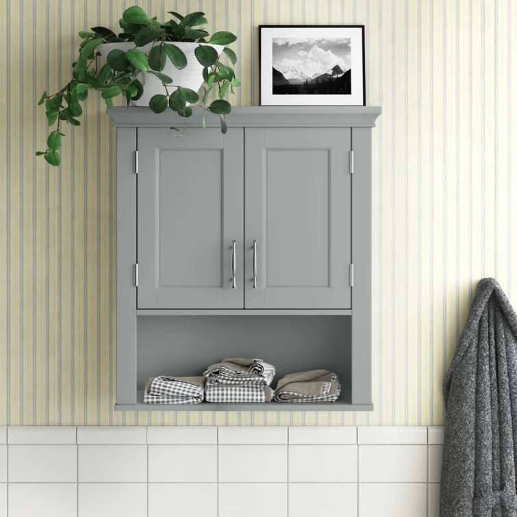 Highland Dunes Rysing Wall Mounted Bathroom Cabinet. Gray